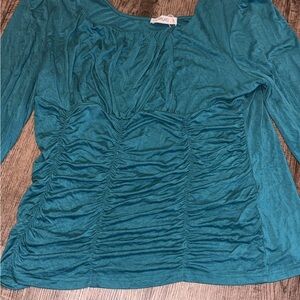 Elegant Teal Ruched Blouse